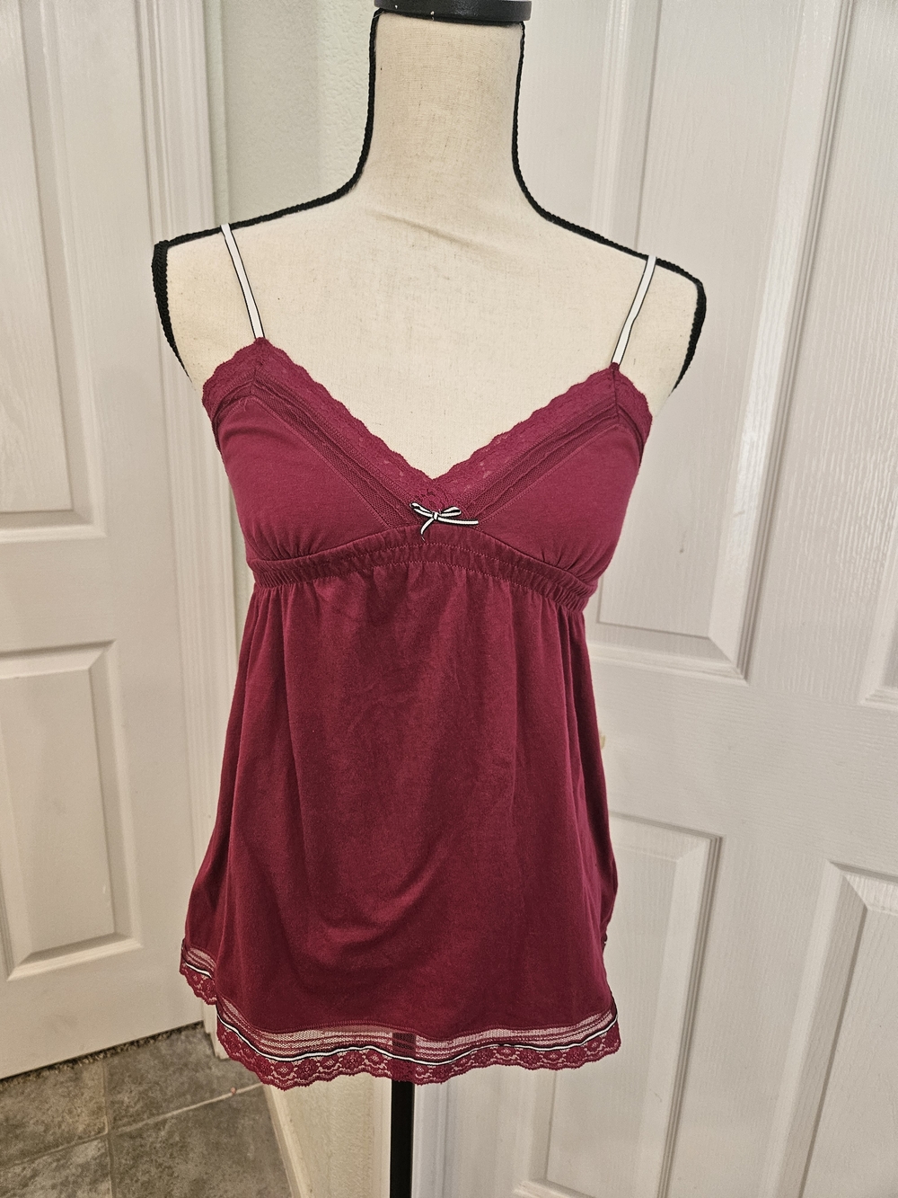American Eagle Outfitters Deep Berry Lace Trim Cami